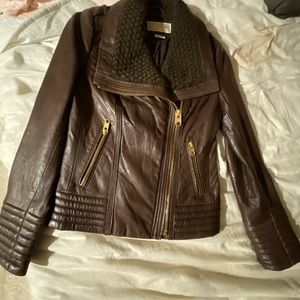 Michael Kors Dark brown leather jacket.